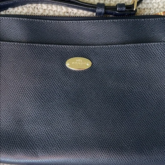 Coach True Navy Crossgrain Leather Crossbody Bag Gold Logo F52881 - Picture 3 of 10